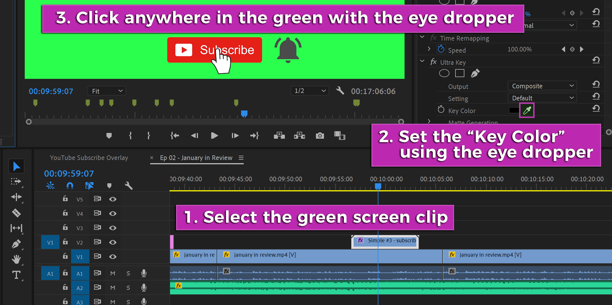 Select the green color key