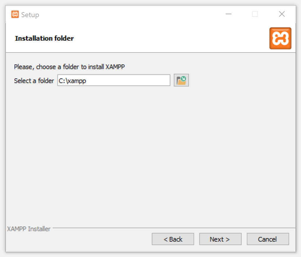 Setup a local web server - Install XAMPP - 2.2. xampp server install directory