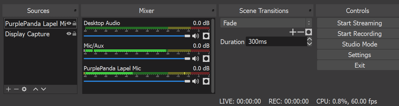 view the list of your audio and video sources in OBS studio