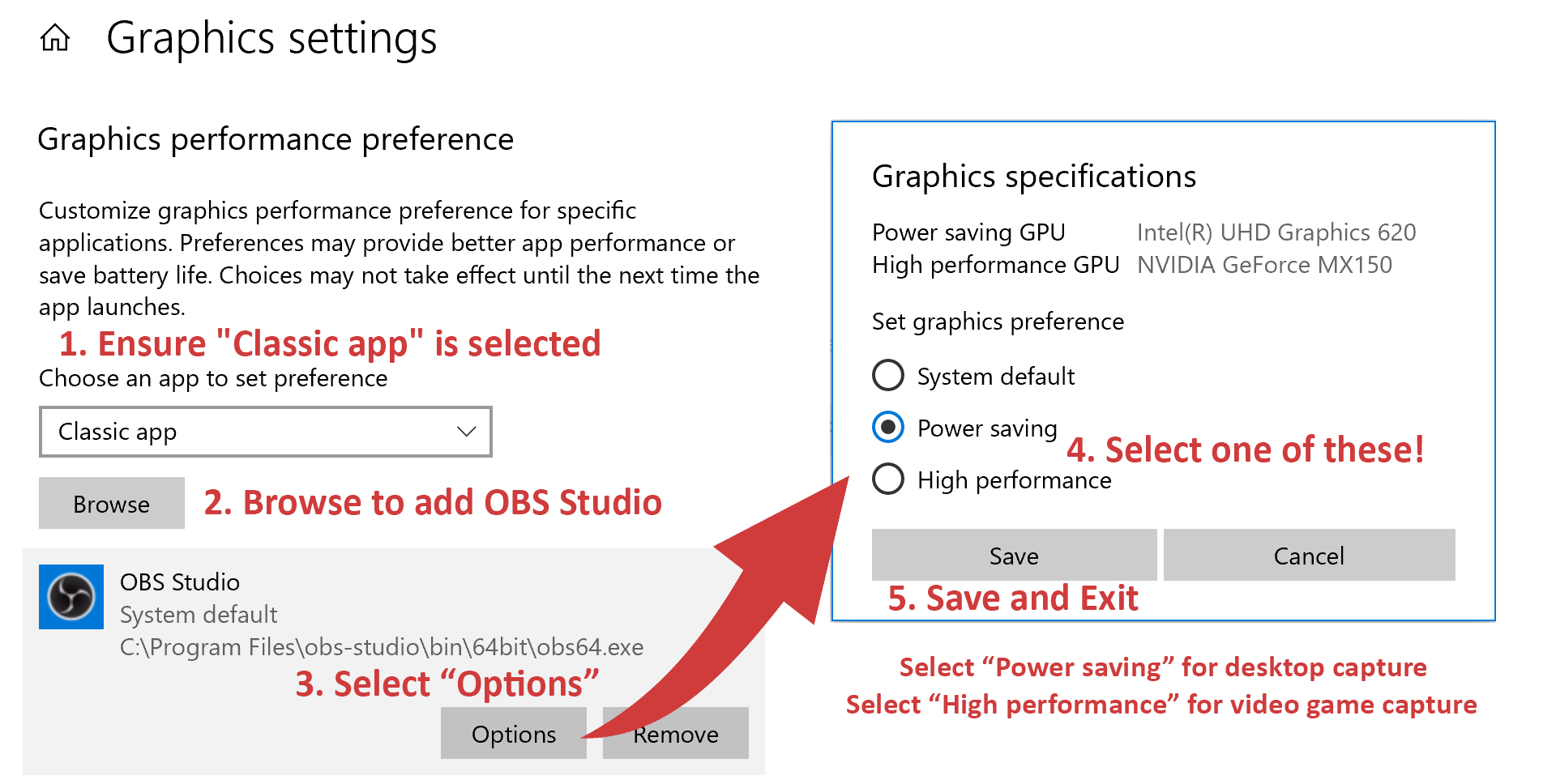 fix black screen while recording with OBS studio