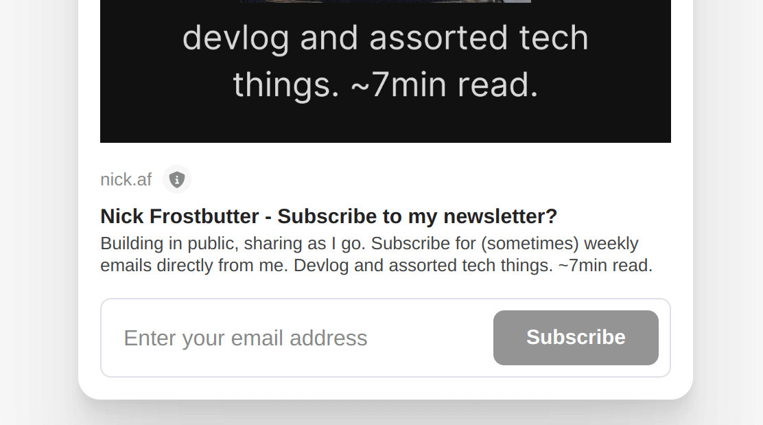 This is what my "newsletter signup" blink looks like