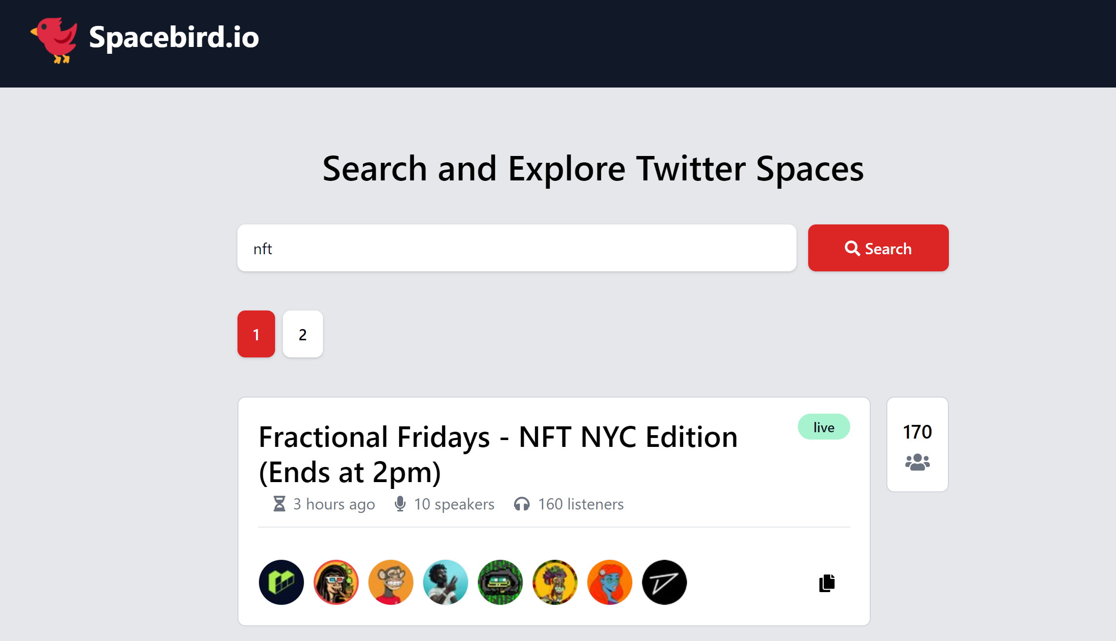 Spacebird - The first Twitter Spaces search engine